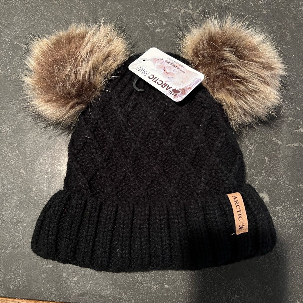 Black women’s beanie with two poms!